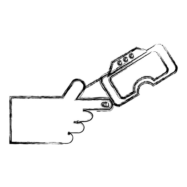 rysunek ręka z 3d okulary technologia urządzenie wektor ilustracja - Wektor, obraz