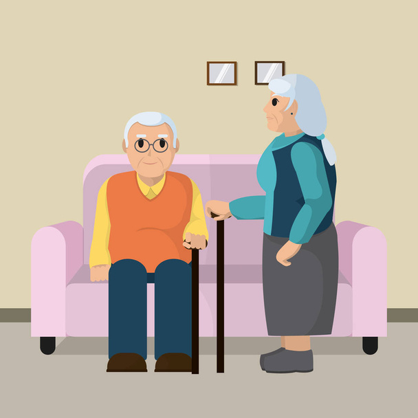 Nettes Großelternpaar im Raum Vektor Illustration Grafik-Design - Vektor, Bild