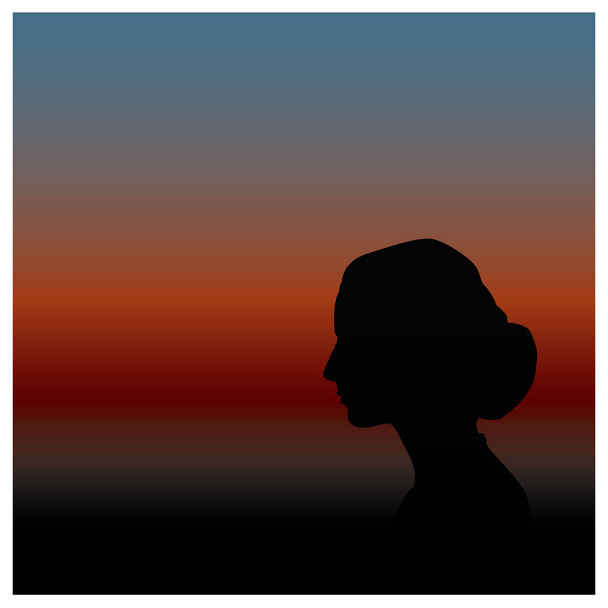 Vektor-Illustration der Silhouette einer Frau mit gebundenen Haaren - Vektor, Bild