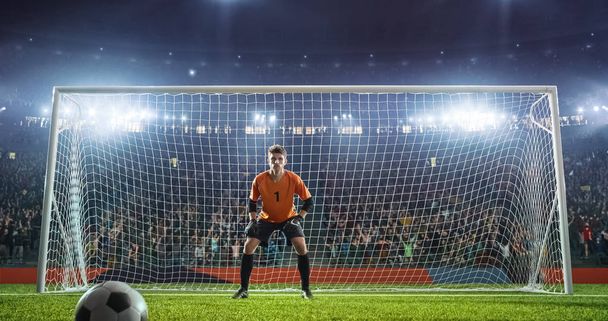 Piłka nożna gry chwili na stadionie profesjonalne - Zdjęcie, obraz