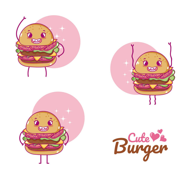 niedliche Burger Cartoons Vektor Illustration Grafik Design - Vektor, Bild