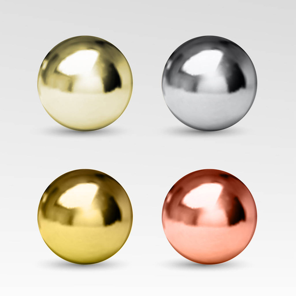 Chrome ball realistic isolated on white background - Vektör, Görsel