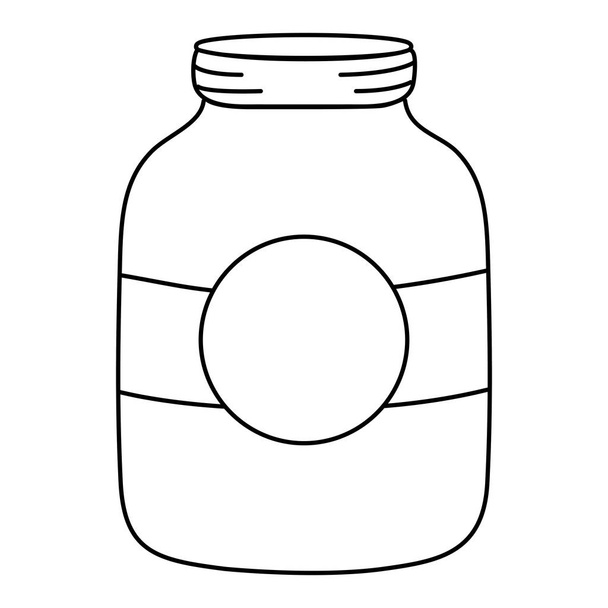 lijn mason glas met cirkel sticker decoratie vectorillustratie - Vector, afbeelding