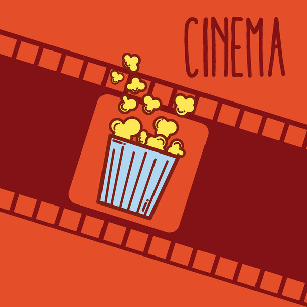 Película de dibujos animados palomitas de maíz sobre colorido carrete de fondo vector ilustración diseño gráfico
 - Vector, Imagen