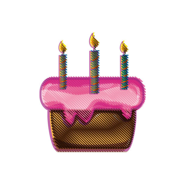pastel pastel con velas decoración celebratetion vector ilustración
 - Vector, Imagen