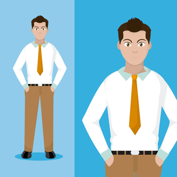 Jeune homme d'affaires sur fond coloré dessin animé vectoriel illustration conception graphique
 - Vecteur, image