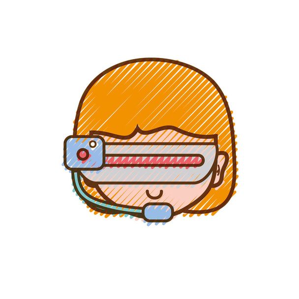 strouhaný dívka hlavu s 3d brýlemi pro virtuální video hra vektorové ilustrace - Vektor, obrázek