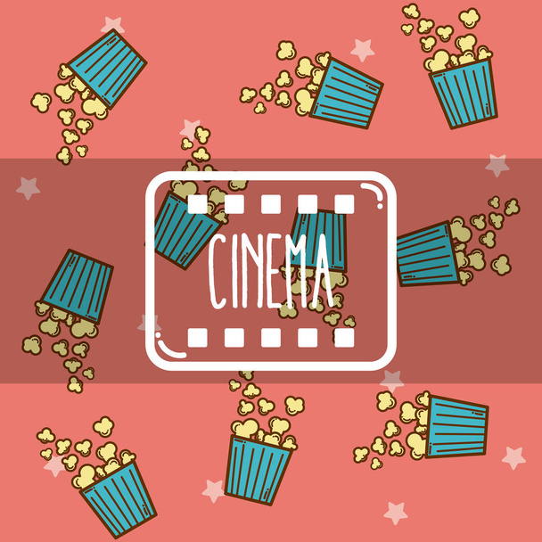 Κινηματογράφος χαριτωμένα κινούμενα σχέδια μοτίβο popcorns φόντο εικονογράφηση διάνυσμα γραφικού σχεδιασμού - Διάνυσμα, εικόνα