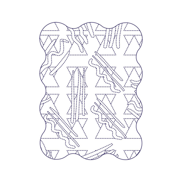 gepunktete Form Rechteck mit geometrischen Memphis-Stil Hintergrund Vektor Illustration - Vektor, Bild