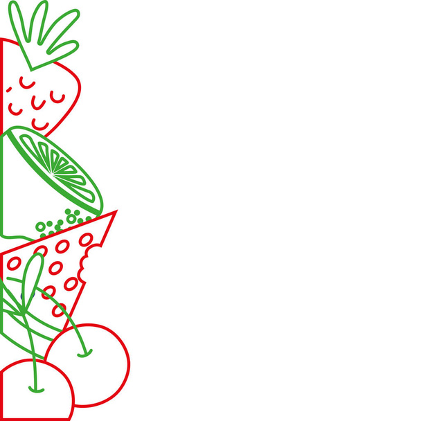 Farbe Linie köstliche organische Früchte Hintergrund Design Vektor Illustration - Vektor, Bild