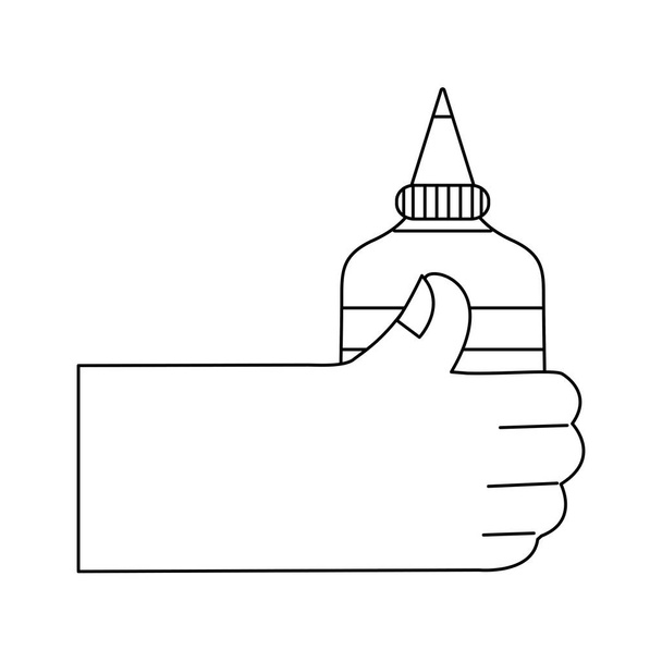 main droite avec outil d'école de colle pour étudier l'illustration vectorielle
 - Vecteur, image