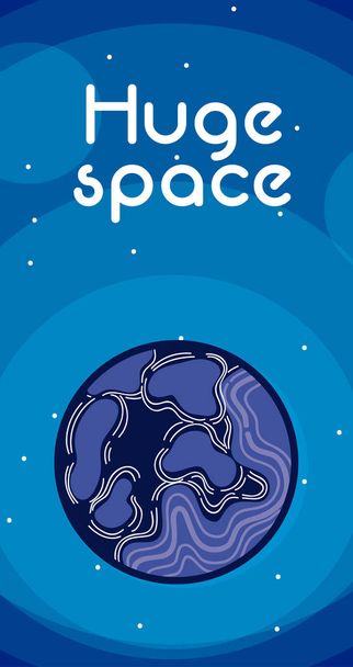 Tarjeta espacial enorme con milkyway planeta dibujos animados vector ilustración diseño gráfico
 - Vector, Imagen