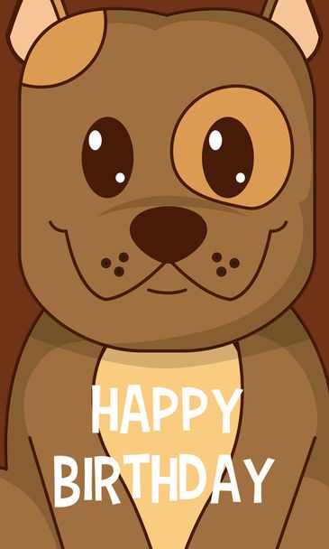 Perro feliz cumpleaños linda tarjeta de dibujos animados vector ilustración diseño gráfico
 - Vector, imagen