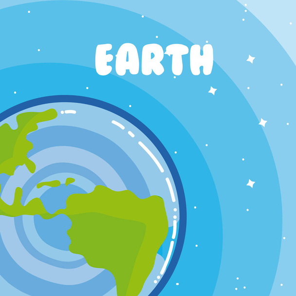 Earth milkyway planet colorful cartoon vector illustration graphic design - Vector, Image