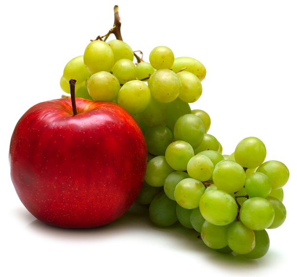Red apple and green grapes - Photo, image