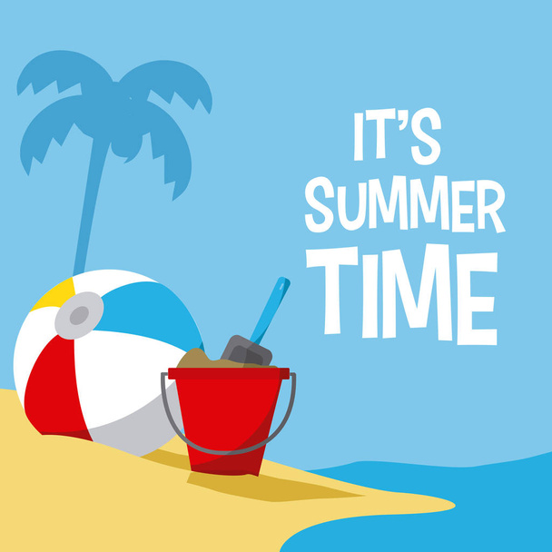 Its summer time vector illustration graphic design - Vector, Image
