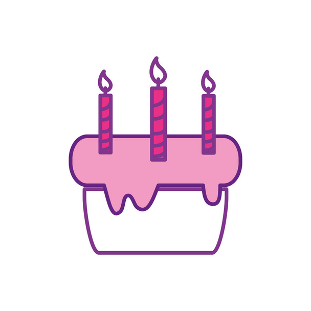 taart pastel met kaarsen decoratie celebratetion vectorillustratie - Vector, afbeelding