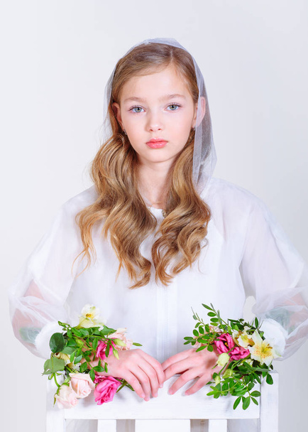 portrait of little model girl in studio - Foto, immagini