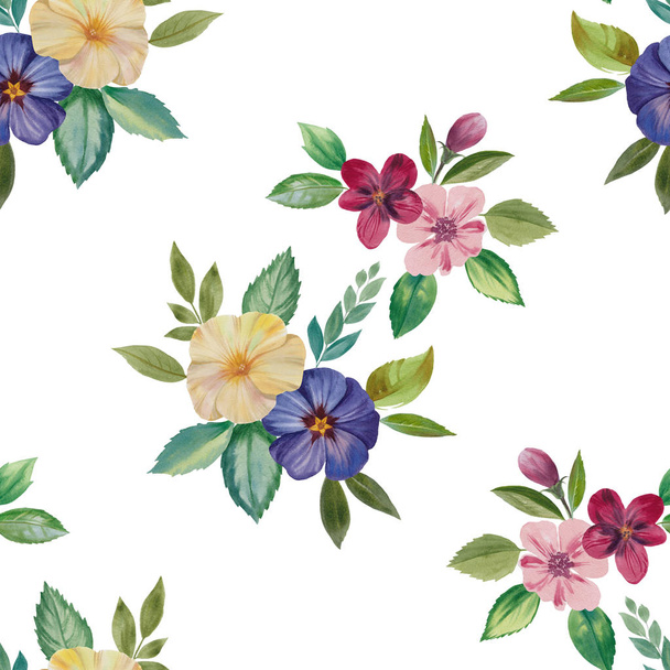 Seamless watercolour pattern. Hand painted watercolor illustration. Seamless botanical watercolor exotic floral pattern. - Foto, Imagen