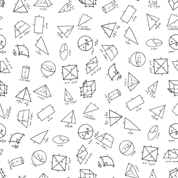 Hand drawn geometry supplies in seamless pattern. Vector illustration - Vector, Image