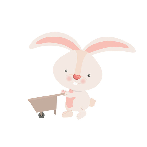 bunny with wheelbarrow isolated icon  - Vector, Image