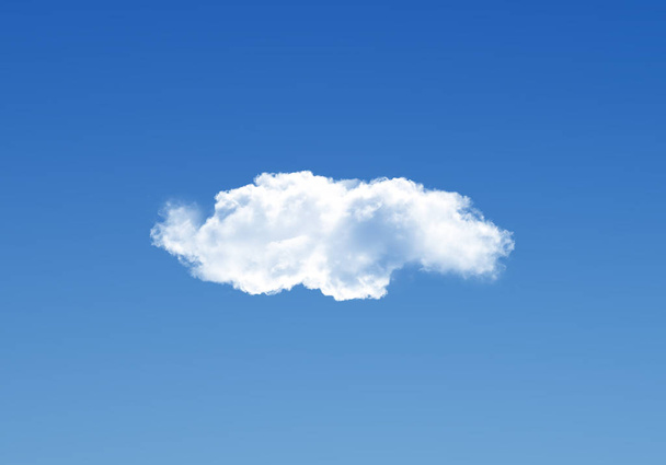 einzelne Wolke isoliert über tiefblauem Gradienten-Himmel, realistische Wolke 3D-Illustration. Wolkenform-Rendering - Foto, Bild