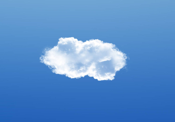 Egyetlen felhő, elszigetelt, felett mély kék színátmenet égen, reális felhő 3D-s illusztráció. Felhő-alakzat megjelenítési - Fotó, kép