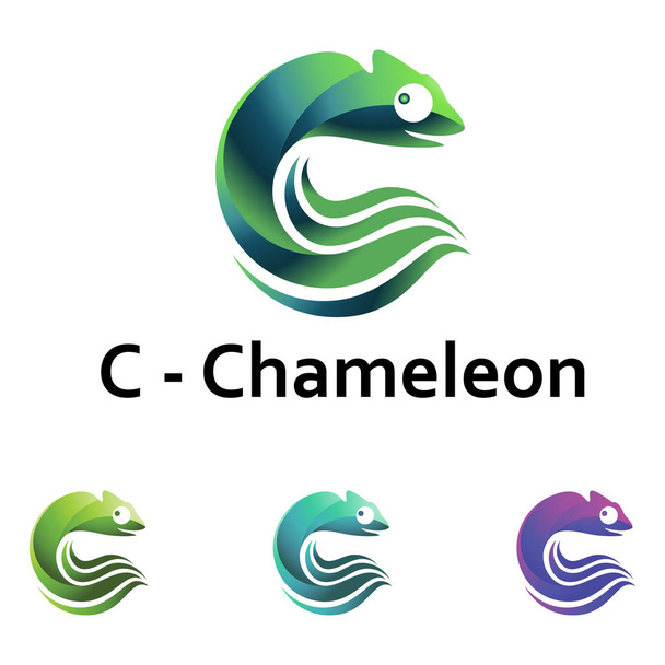 C - πρότυπο απομονωμένες λογότυπο σχήμα κύμα χαμαιλέοντα - Διάνυσμα, εικόνα