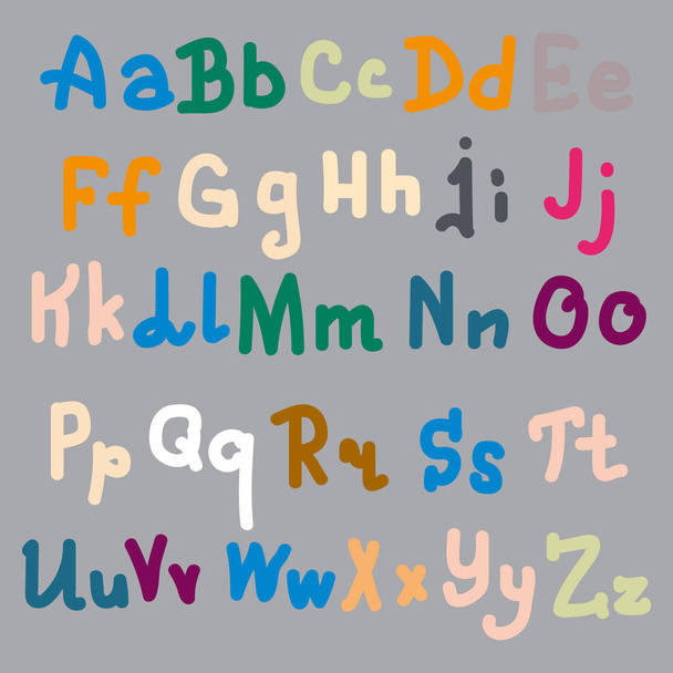 mehrfarbige handgezeichnete Buchstaben auf einfarbigem Hintergrund - Vektor, Bild