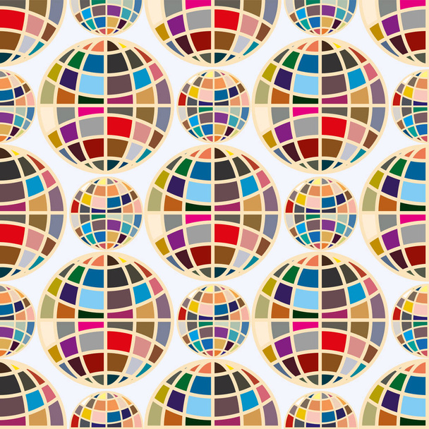 Modèle sans couture avec des globes de mosaïque colorés
 - Vecteur, image
