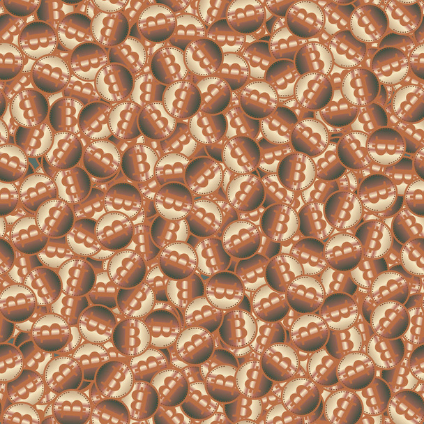 seamless pattern with  shiny luminous expensive coins of bitcoins  - Vektori, kuva