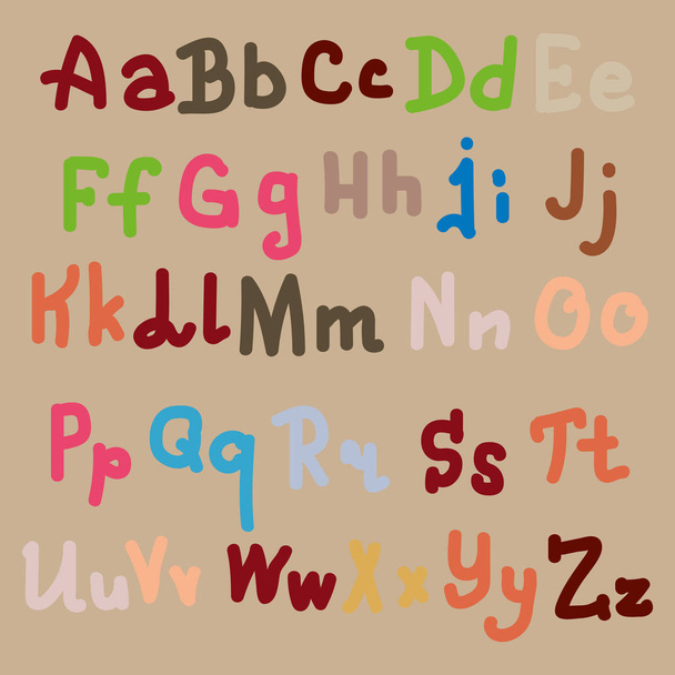 Mão multi-coloridas letras do alfabeto desenhado sobre fundo liso
 - Vetor, Imagem