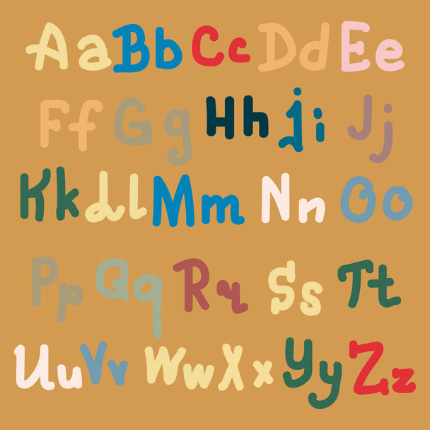 Sokszínű kézzel rajzolt ábécé betűit a sima háttér - Vektor, kép