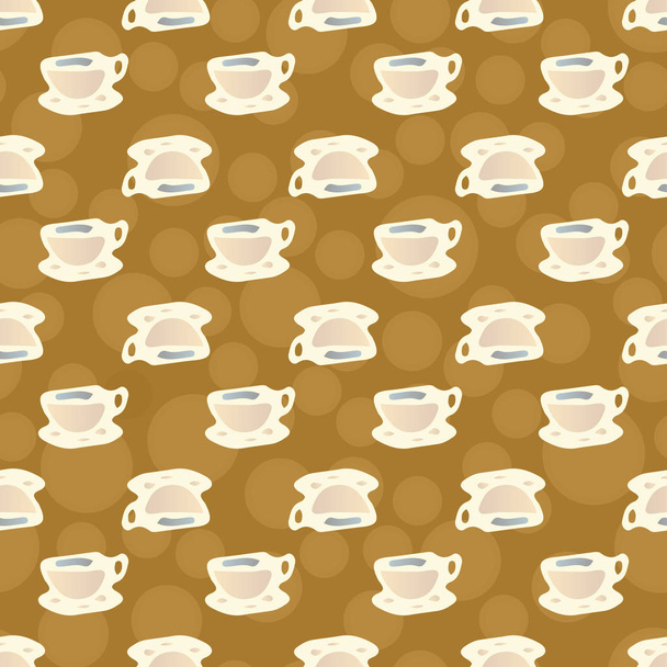 Šálků kávy nebo čaje s tečkami na vzor bezešvé pozadí. - Vektor, obrázek