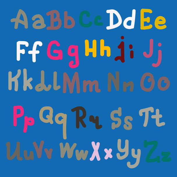 無地の背景に複数の色手書きアルファベット - ベクター画像