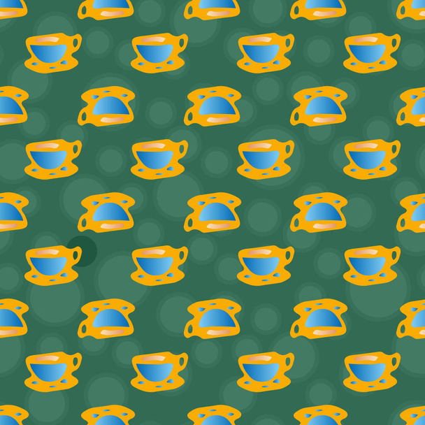 Cups of coffee or tea with dots on background seamless pattern. - Vettoriali, immagini