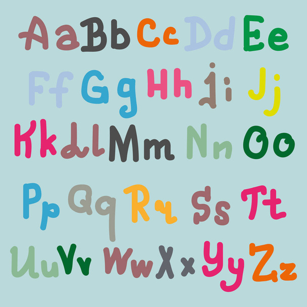 Wielobarwne ręcznie rysowane litery alfabetu na tle zwykłego - Wektor, obraz