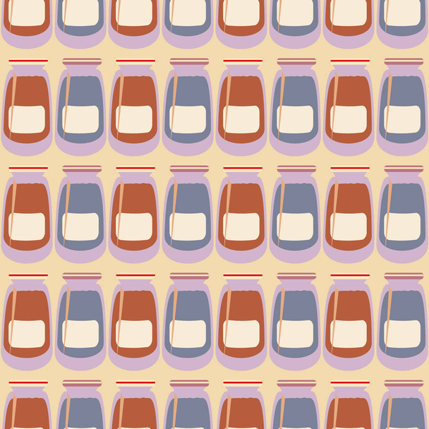 Jars with rustic home canning new seamless pattern for background. - Vector, Image
