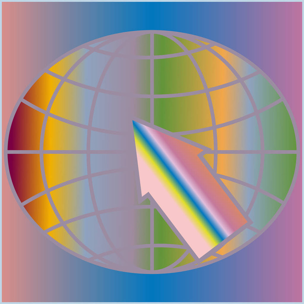 Šipkový ukazatel ukazatel na zeměkouli multi-barevné ilustrace - Vektor, obrázek