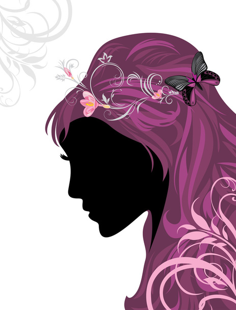 Peinado femenino. Banner decorativo para el diseño
 - Vector, Imagen