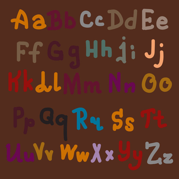 Multi-colored hand drawn alphabet letters on plain background - Vektor, obrázek