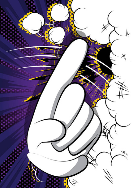 Vector cartoon saying no with his finger. Illustrated hand sign on comic book background. - Vector, Image