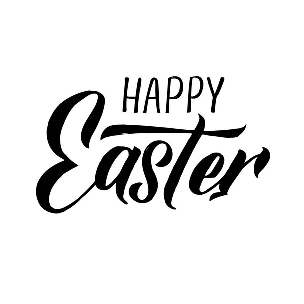 Happy Easter modern brush calligraphy. Ink illustration. Isolated on white background. - Vector - Διάνυσμα, εικόνα