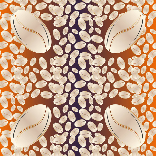 コーヒー豆のシームレスなパターン背景の色 - ベクター画像
