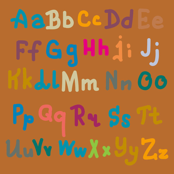 Wielobarwne ręcznie rysowane litery alfabetu na tle zwykłego - Wektor, obraz