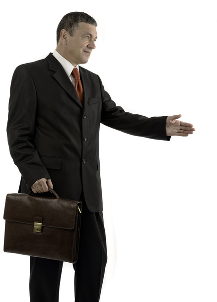 Older businessman with briefcase isolated on white background - Fotoğraf, Görsel