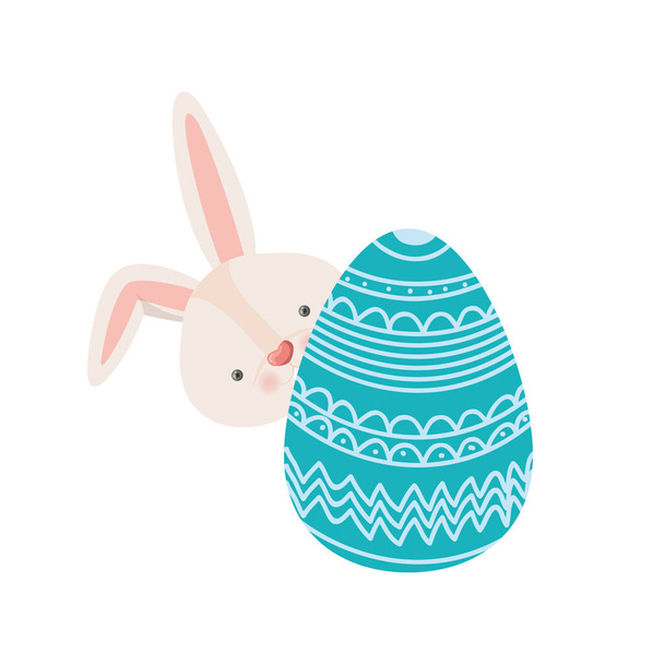 húsvéti nyúl a tojás elszigetelt ikon - Vektor, kép