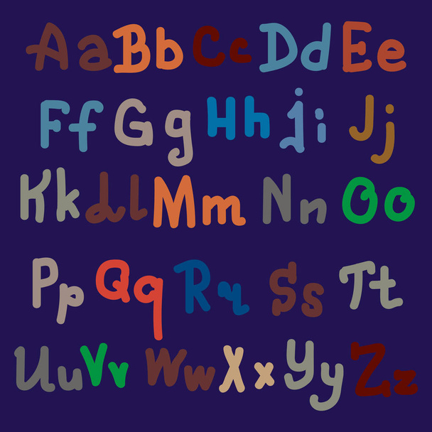 Multi-colored hand drawn alphabet letters on plain background - Вектор, зображення