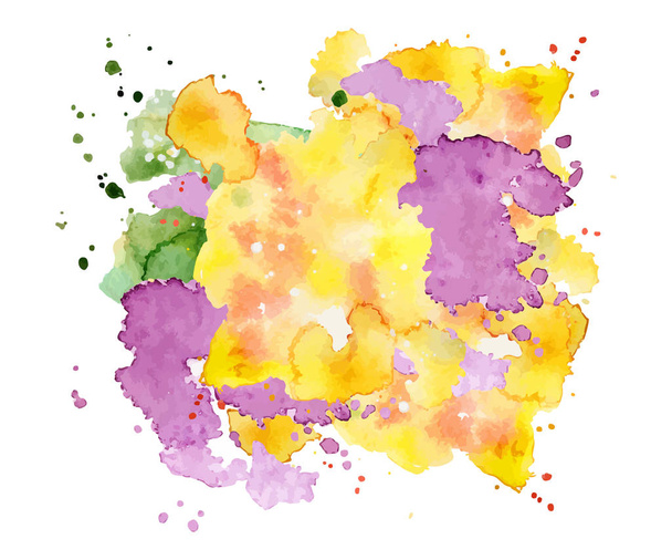 Abstract watercolor shape on white background. Color splashing hand drawn vector painting - Διάνυσμα, εικόνα