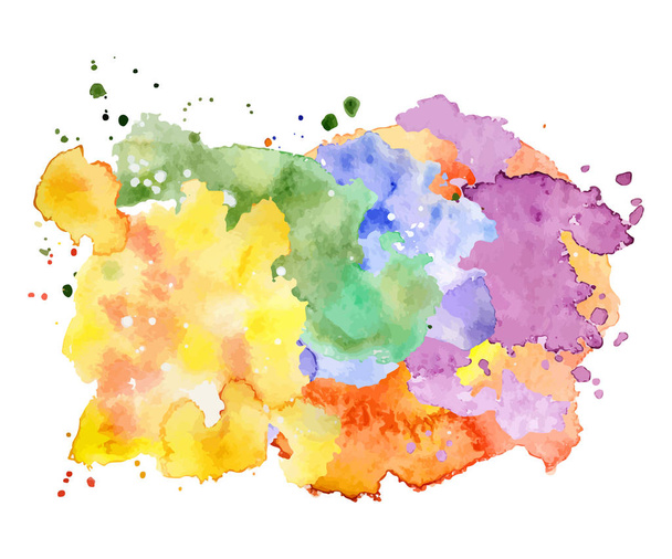 Abstract watercolor shape on white background. Color splashing hand drawn vector painting - Vektör, Görsel